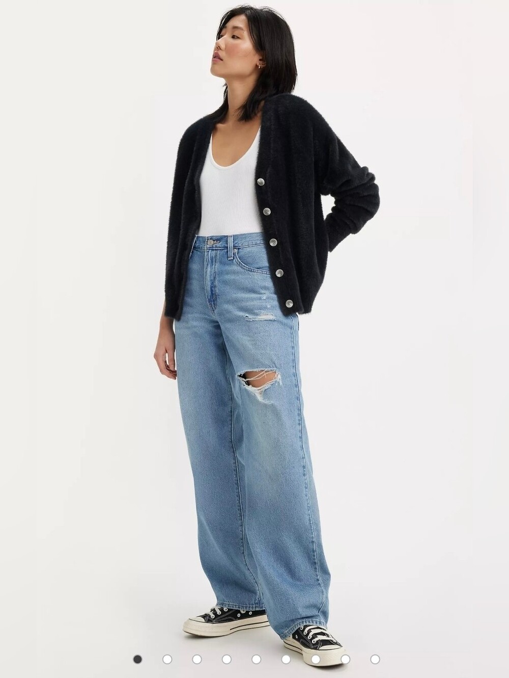 VGUC LEVIS Baggy Dad Distressed Jean In The Middle Rinse size 26